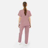 Women's Scrub Set V-Neck Top with 2 Pockets & Straight-Leg Pants with 8 Pockets