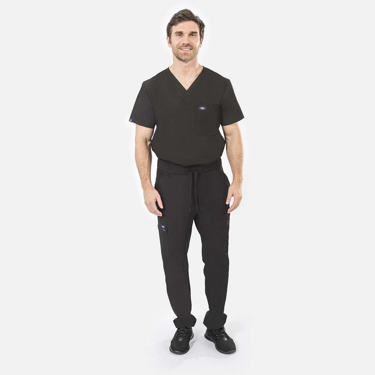 Men's UNIQUE One-Pocket V-Neck Scrub Top (Two in One Pocket)